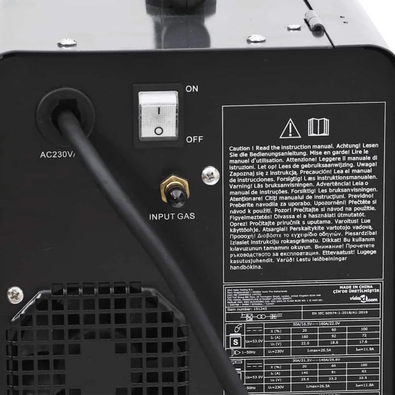 vidaXL metināšanas iekārta, MIG, MMA, TIG, 200 A