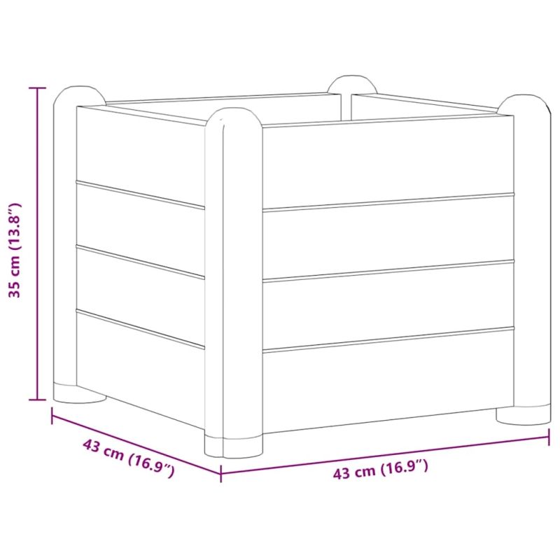 vidaXL augstā puķu kaste, akmens pelēka, 43x43x35 cm, PP