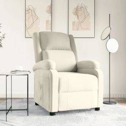vidaXL Atlošiamas krėslas, kreminės spalvos, aksomas