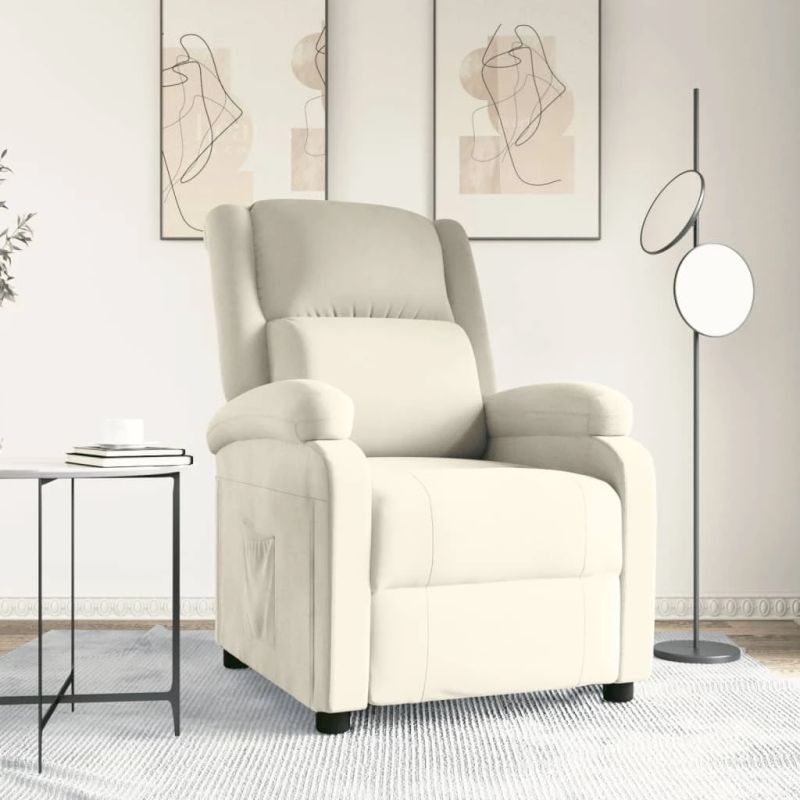 vidaXL atpūtas krēsls, atgāžams, krēmkrāsas samts