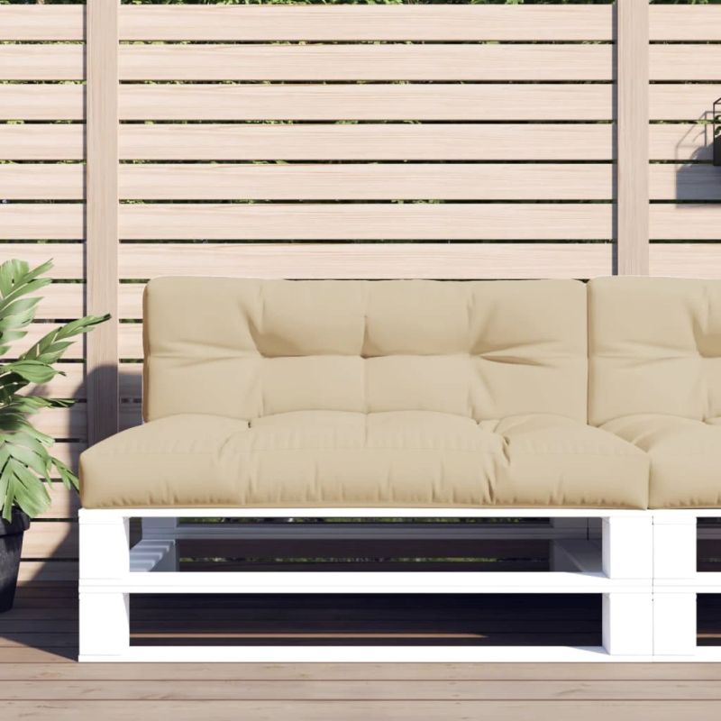 vidaXL palešu spilveni, 2 gab., audums, bēšs