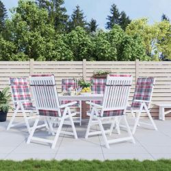 vidaXL dārza krēslu spilveni, 6 gab., sarkani rūtots oksforda audums