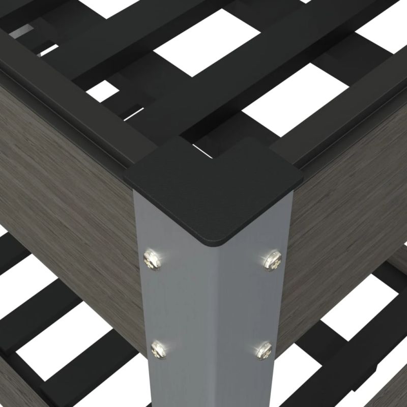 vidaXL augstā puķu kaste ar plauktu, pelēka, 120x50x75 cm, WPC