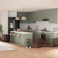 vidaXL suņu vārti ar durvīm, salokāmi, 12 paneļi, 960 cm, papeles koks