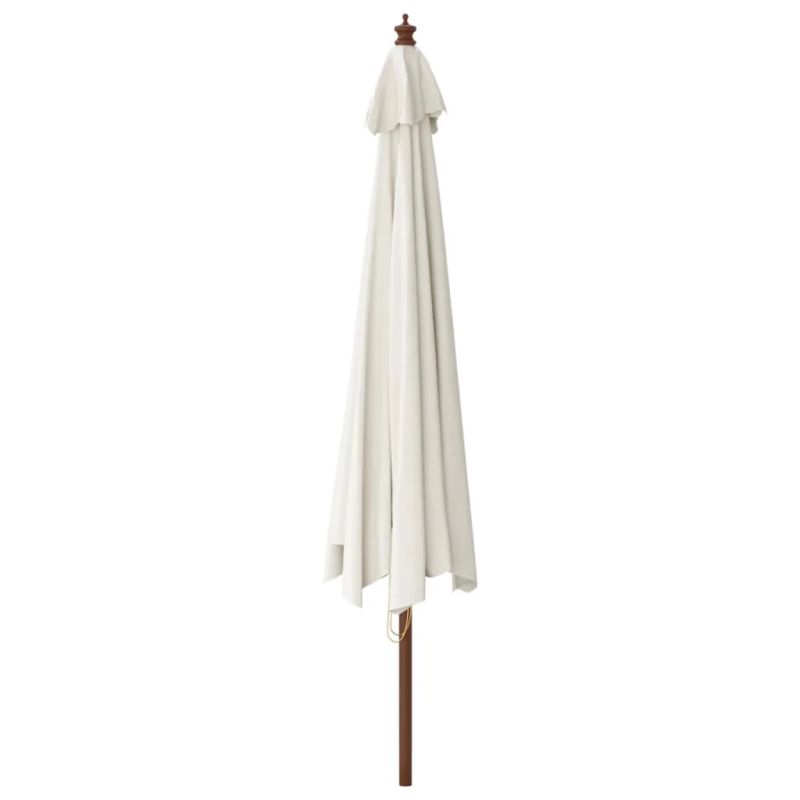 vidaXL dārza saulessargs ar koka kātu, smilškrāsa, 400x273 cm