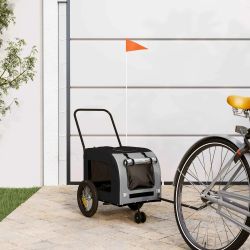 vidaXL Velosipēda piekabe mājdzīvniekiem Pelēks un melns