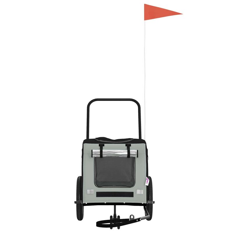 vidaXL Velosipēda piekabe mājdzīvniekiem Pelēks un melns