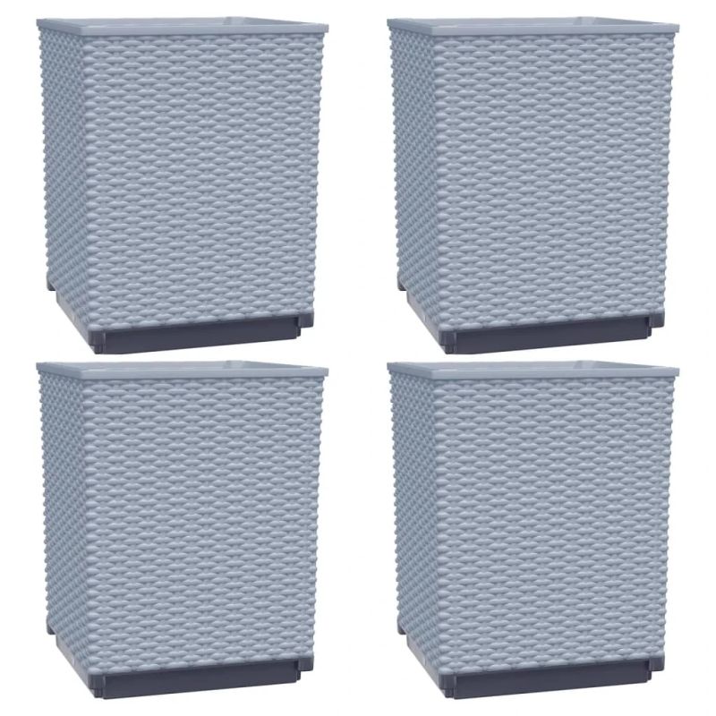 vidaXL puķu kastes, 4 gab., gaiši pelēkas, 30x30x37 cm, polipropilēns