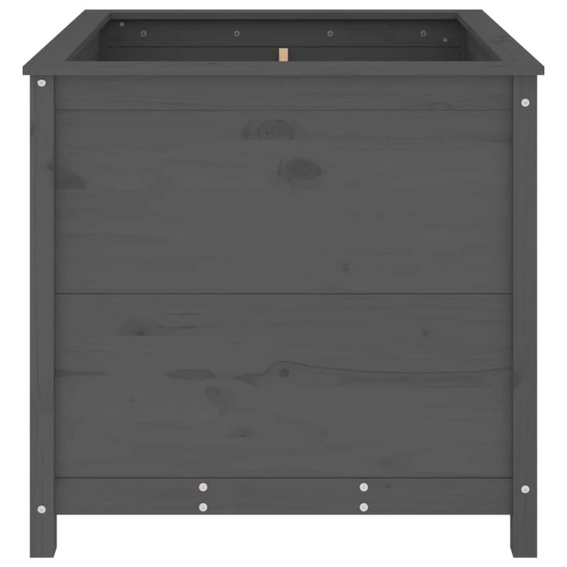 vidaXL dārza puķu kaste, pelēka, 82,5x82,5x78 cm, priedes masīvkoks