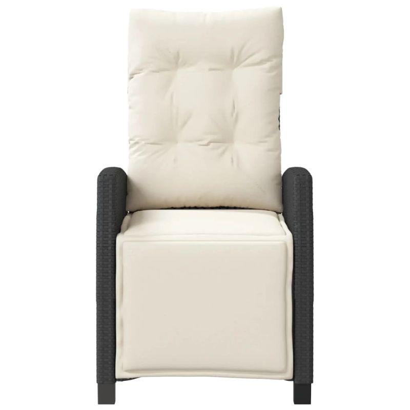 vidaXL 3-daļīgs bistro mēbeļu komplekts, matrači, melna PE rotangpalma