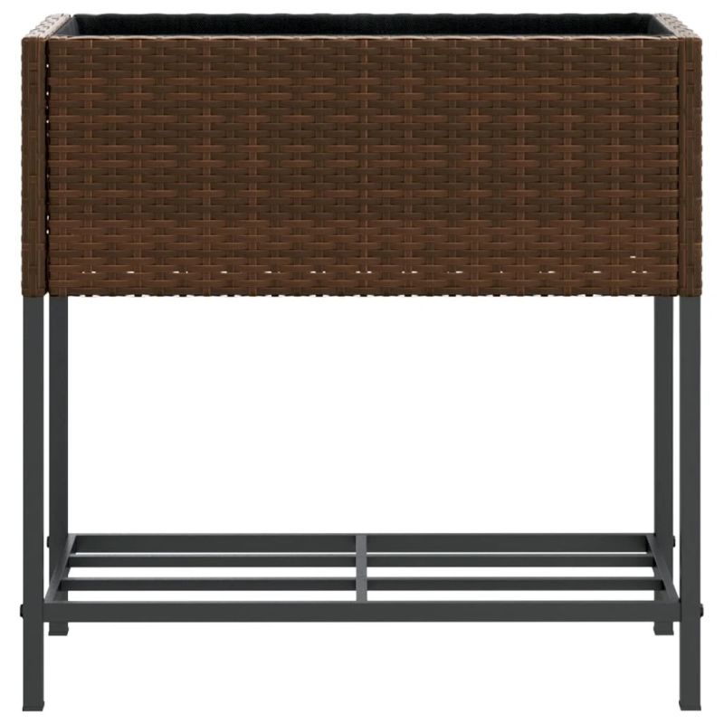 vidaXL dārza puķu kastes ar plauktu, 2 gab., brūna PE rotangpalma