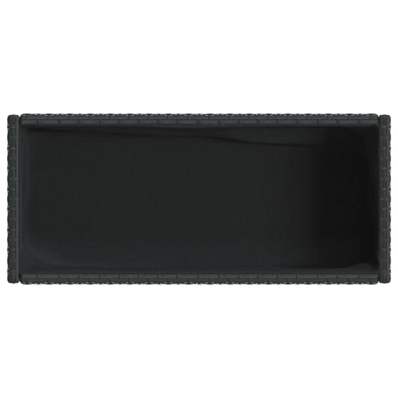 vidaXL dārza puķu kaste ar plauktu, PE rotangpalma, melna