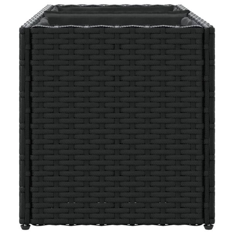 vidaXL dārza puķu kaste, 2 podi, 72x30x32 cm, melna PE rotangpalma