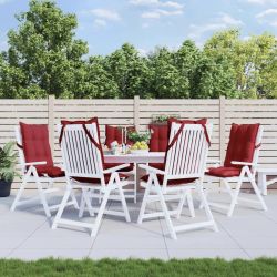 vidaXL dārza krēslu spilveni, 6 gab., vīnsarkans oksforda audums