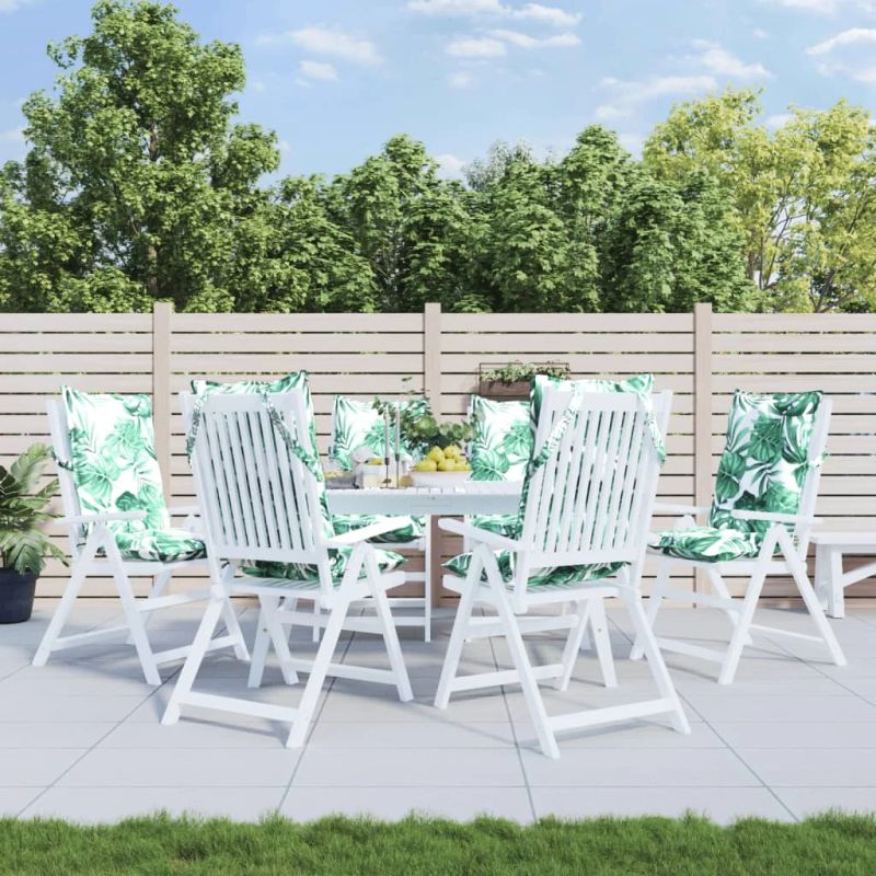 vidaXL krēslu spilveni, 6 gab., lapu apdruka, oksforda audums