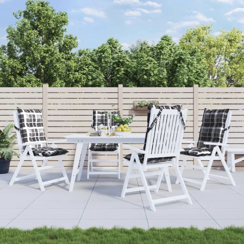 vidaXL dārza krēslu matrači, 4 gab., oksforda audums, pelēkas rūtis