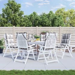 vidaXL dārza krēslu matrači, 6 gab., oksforda audums, pelēkas rūtis