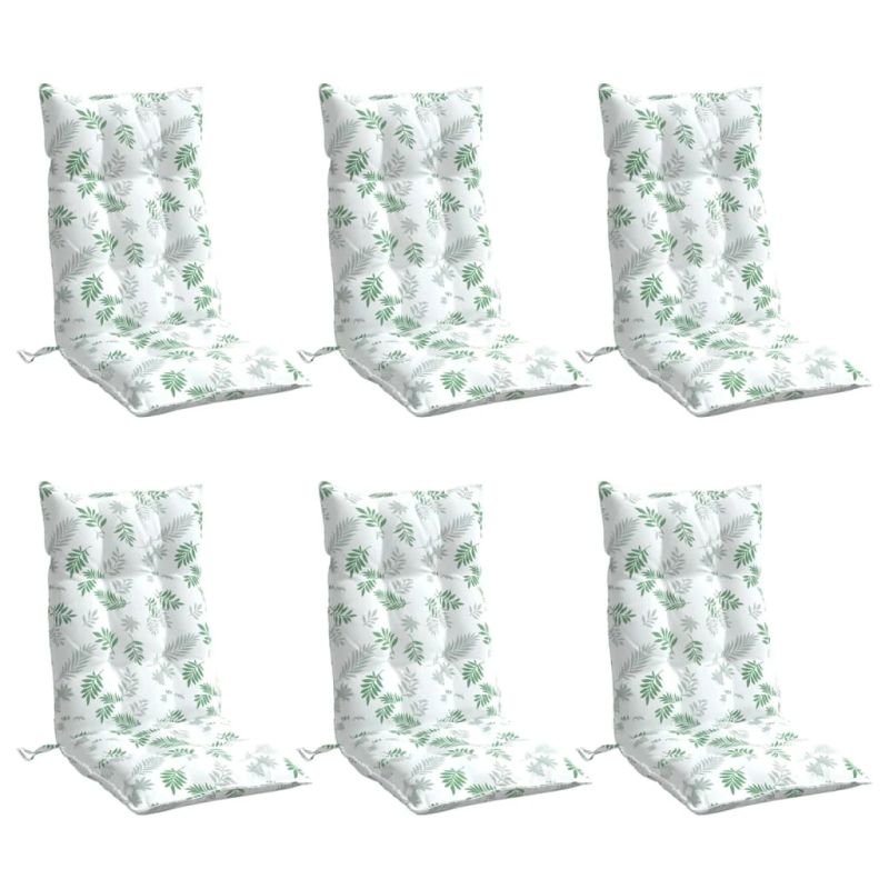 vidaXL krēslu spilveni, 6 gab., lapu apdruka, oksforda audums