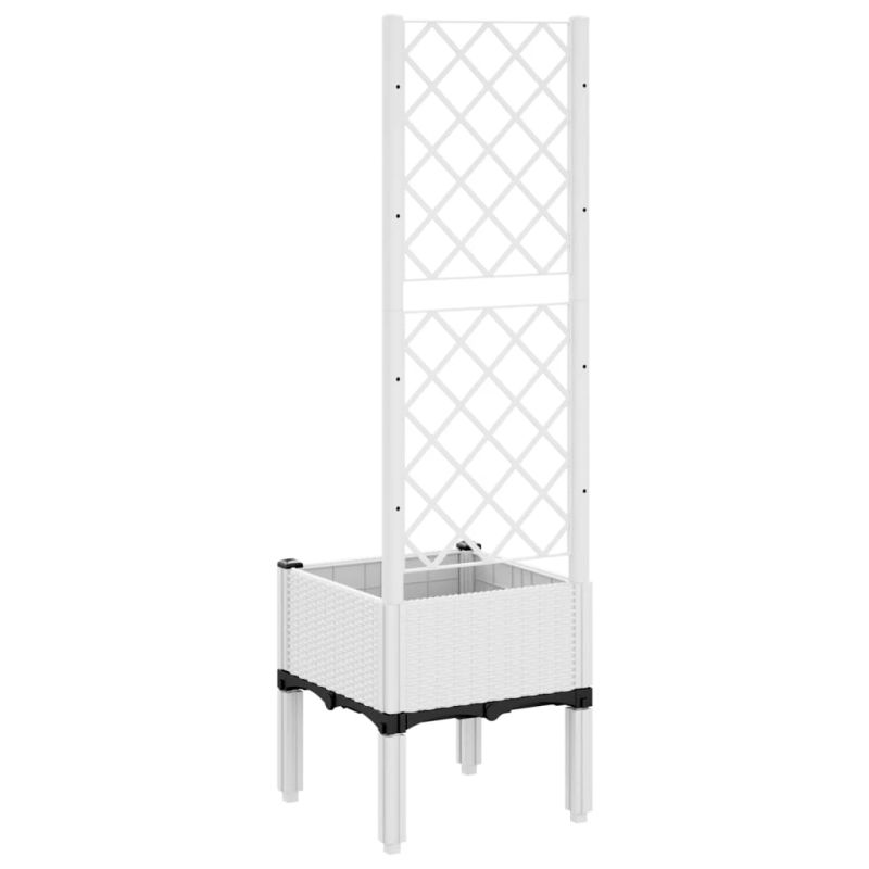 vidaXL dārza puķu kaste ar špaleru, balta, 40x40x142 cm, PP