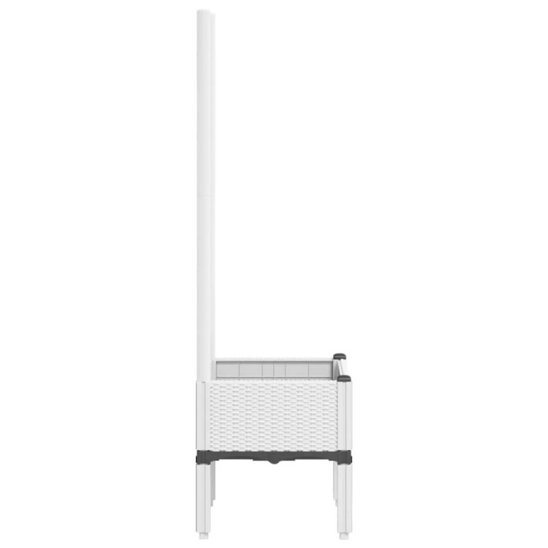 vidaXL dārza puķu kaste ar špaleru, balta, 40x40x142 cm, PP