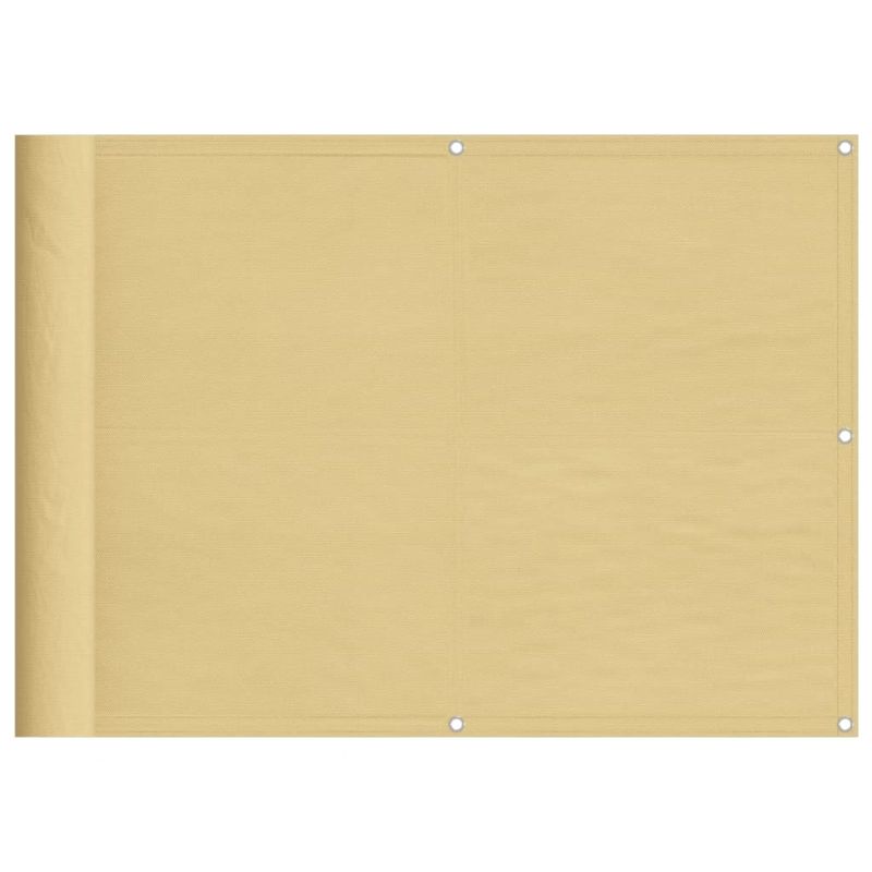 vidaXL balkona aizslietnis, smilšu, 75x700 cm, 100% poliestera audums