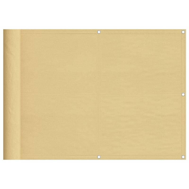 vidaXL balkona aizslietnis, smilšu, 75x1000 cm 100% poliestera audums