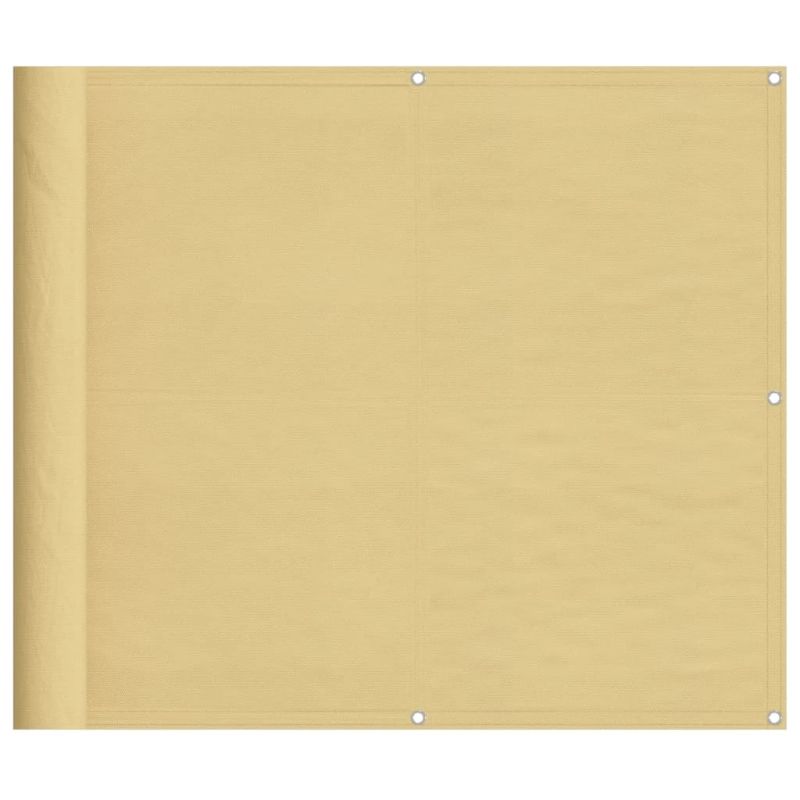 vidaXL balkona aizslietnis, smilšu, 90x800 cm, 100% poliestera audums