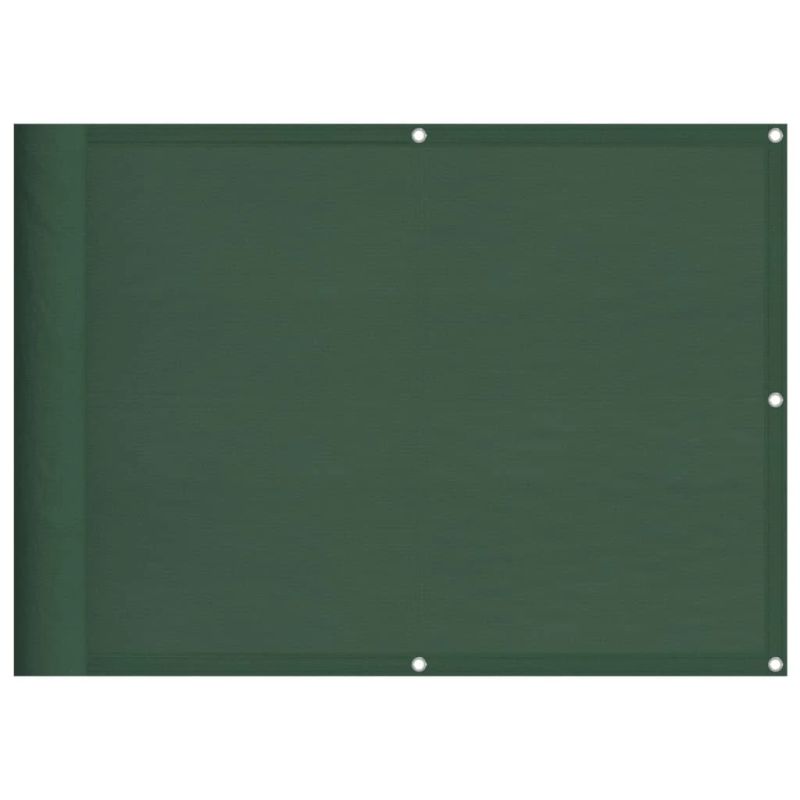 vidaXL balkona aizslietnis, tumši zaļš, 75x1000 cm, 100% poliestera