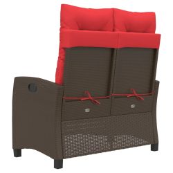 vidaXL atgāžams dārza krēsls ar matračiem, brūna PE rotangpalma