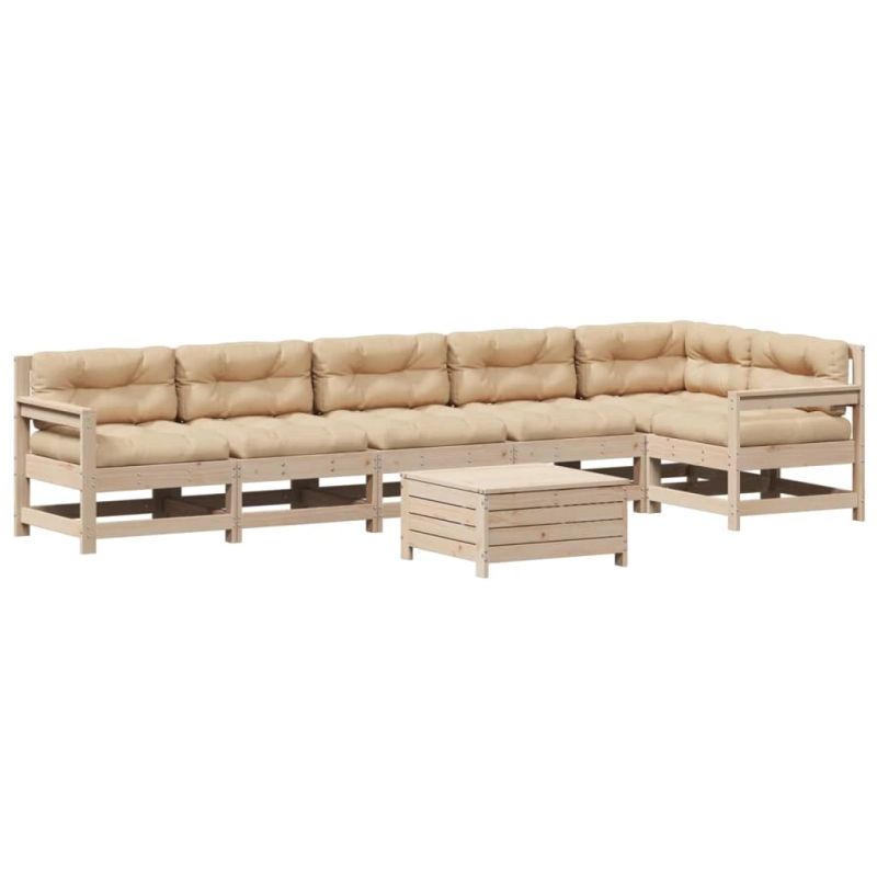 vidaXL 7-daļīgs dārza atpūtas mēbeļu komplekts ar pelēkiem matračiem