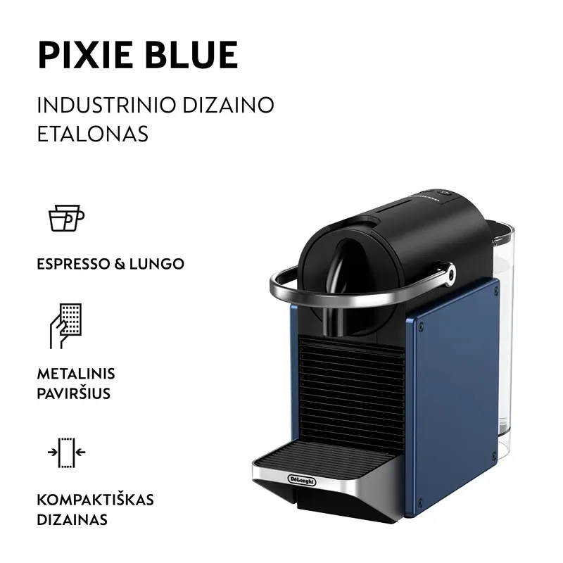 Kapsulu kafijas automāts Nespresso Pixie EN127.BL, zila-melna