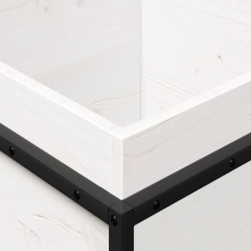 vidaXL dārza puķu kaste, balta, 40x40x50 cm, priedes masīvkoks