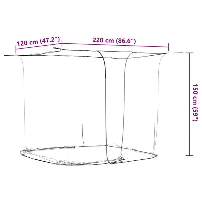 vidaXL insektu tīkls Mongolia ar durvīm 156, balts, 220x120x150 cm