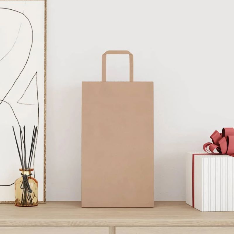 vidaXL papīra maisiņi 50 gab. ar rokturiem, brūni, 21x11x36 cm