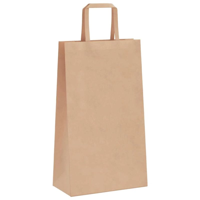 vidaXL papīra maisiņi 250 gab. ar rokturiem, brūni, 21x11x36 cm