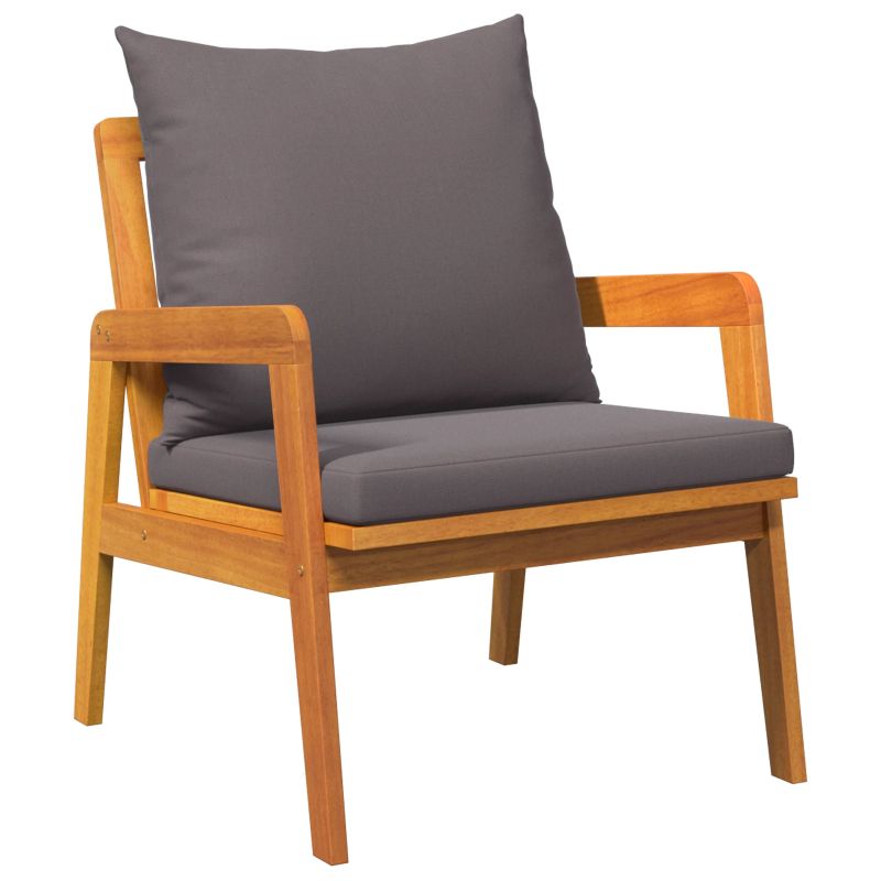 vidaXL Dārza krēsls ar spilvenu 2 pcs Eļļa dabīgā Cietā akācijas koks