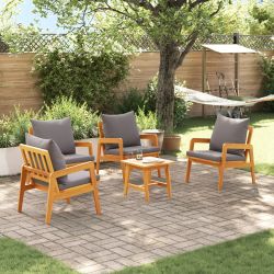 vidaXL Bistro komplekts ar spilvenu 5 pcs Brūna Cietā akācijas koks