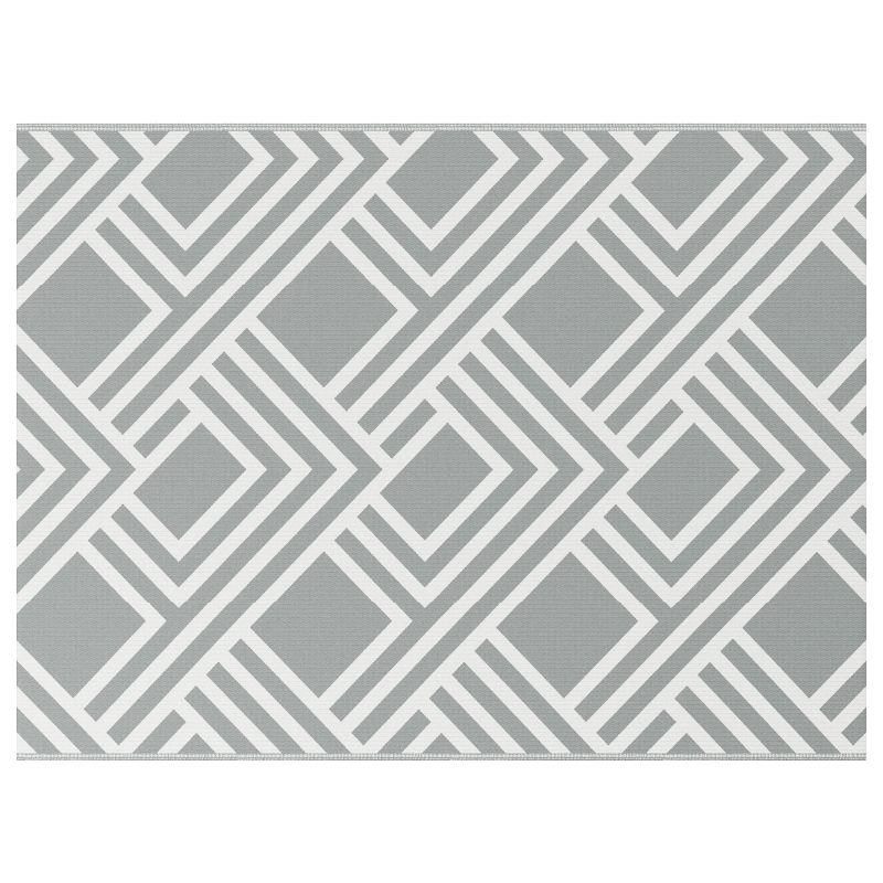 vidaXL Āra paklājs Ģeometriskais ARAKIL Pelēka un balta 400 × 300 cm