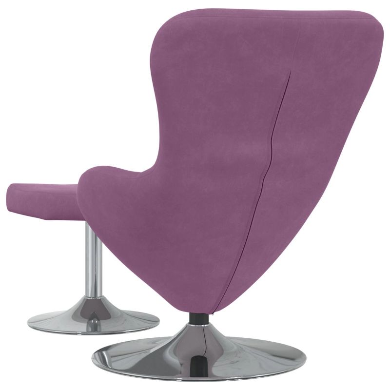 vidaXL Olas krēsls ar pufu Violeta 63 x 73 x 90 cm Samts