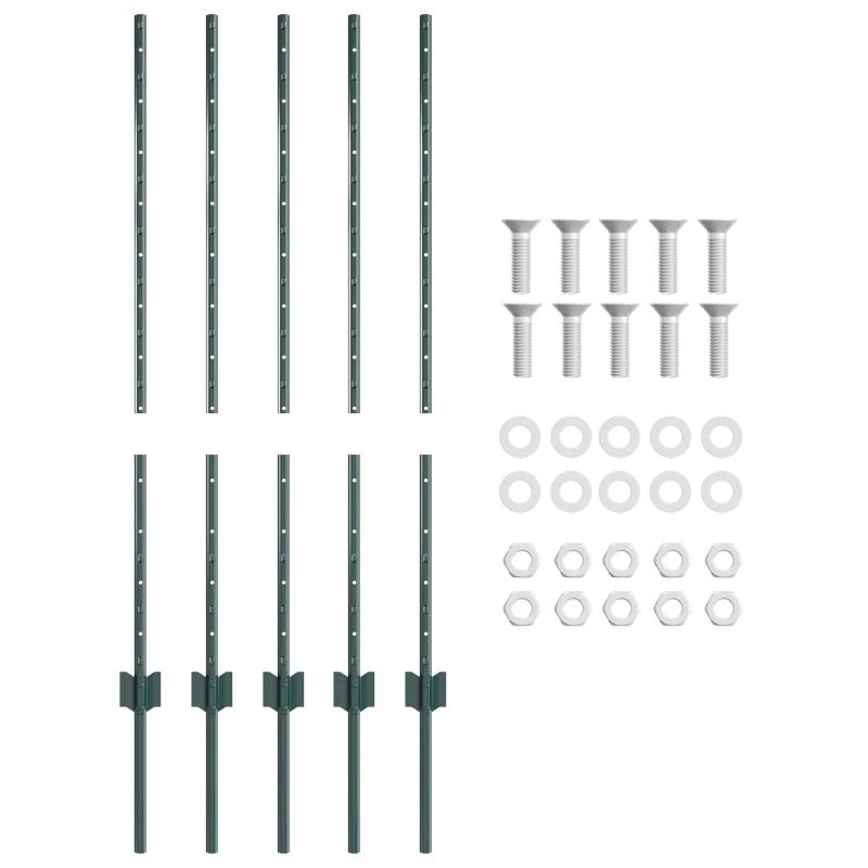 vidaXL Žoga āķis 5 pcs Zaļa 140 cm Tērauds