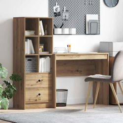 vidaXL Galds ar atvilktni 2 pcs Artisānā ozols