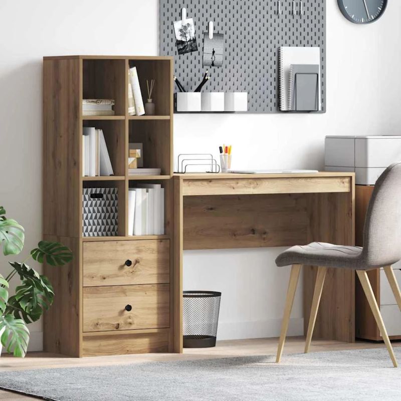 vidaXL Galds ar atvilktni 2 pcs Artisānā ozols