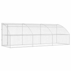 vidaXL Suņu būda ar uzglabāšanu 3 pcs Sudraba 6 x 2 x 2 m Tērauds