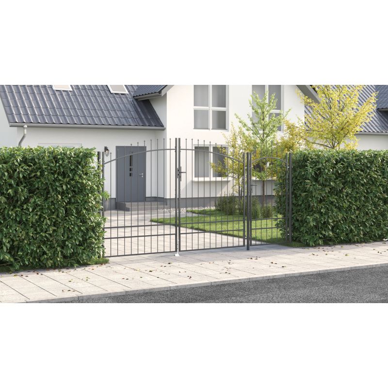 vidaXL Dārza vārti ar slēdzeni Pelēka 195 x 400 cm Tērauds