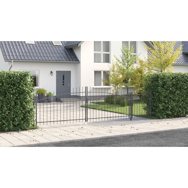 vidaXL Dārza vārti ar slēdzeni Pelēka 125 x 500 cm Tērauds