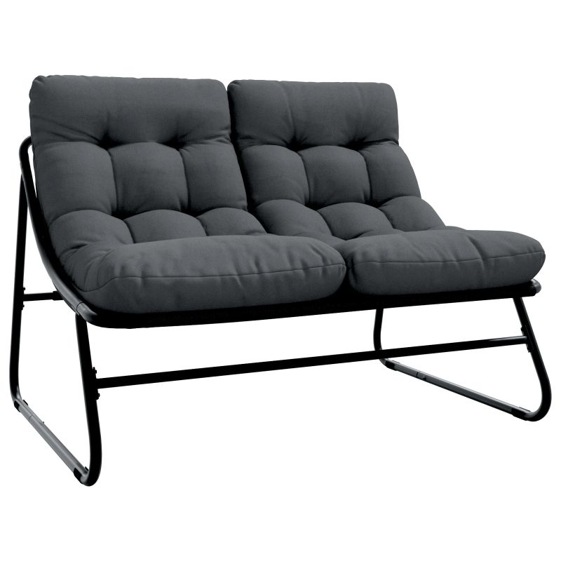 vidaXL Dārza mēbeles 3 pcs Melna Tērauds ar pulverkrāsas pārklājumu