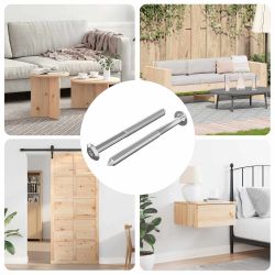 vidaXL Mēbeļu skrūves 2 pcs Sudraba M6 x 70 mm Tērauds