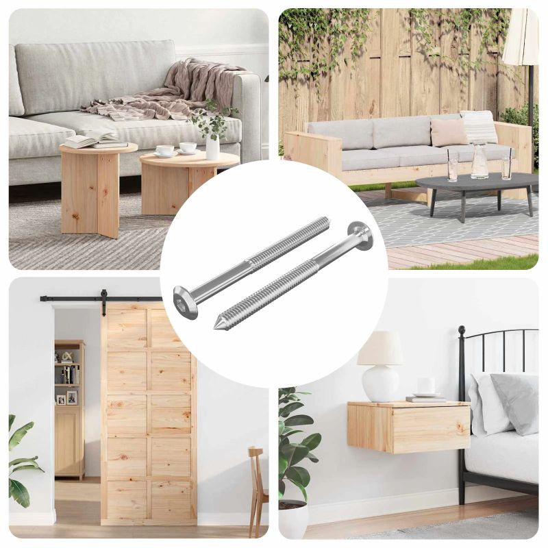 vidaXL Mēbeļu skrūves 2 pcs Sudraba M6 x 70 mm Tērauds