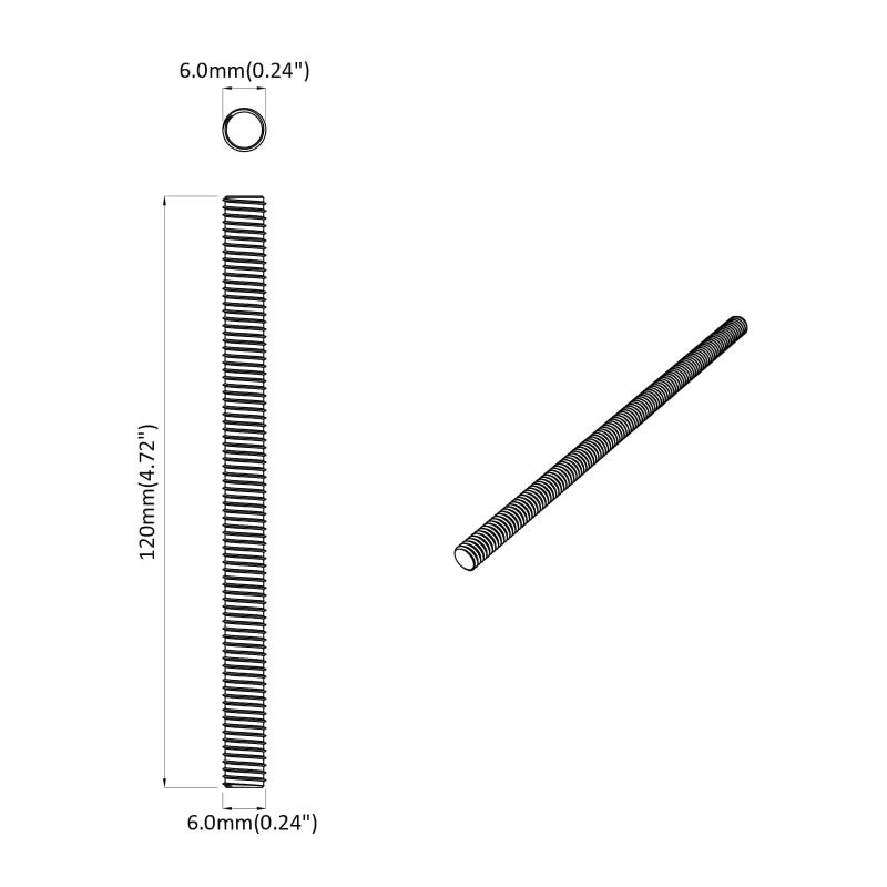 vidaXL Vītņu stienis 12 pcs Sudraba 6 x 120 mm Tērauds