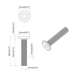 vidaXL Galvas bloķēšanas skrūve 12 pcs Sudraba M6 x 35 mm Tērauds